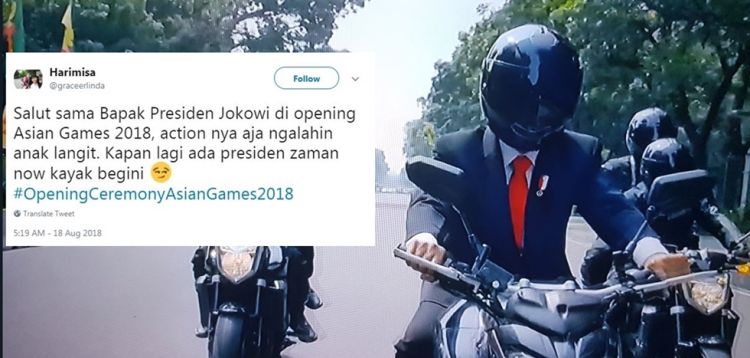 Aksi Presiden Jokowi Buka Asian Games `Trending Topic` di Medsos